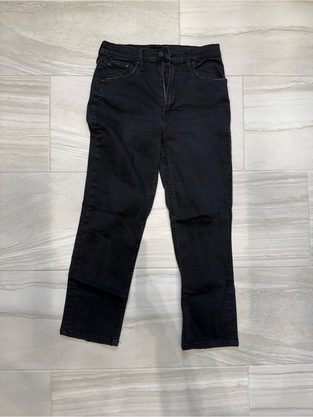 MOTHER Black Denim Jeans with Branded Leather Patch